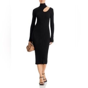 Anine Bing Victoria Dress Black Ribbed Knit NWT M